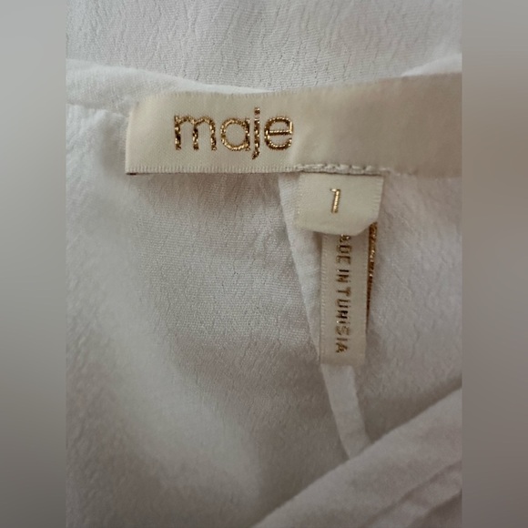 MAJE Lexia Cocoon Tunic Top Ecru Lace Hem V-Neck Blouse size 1 - Picture 8 of 14